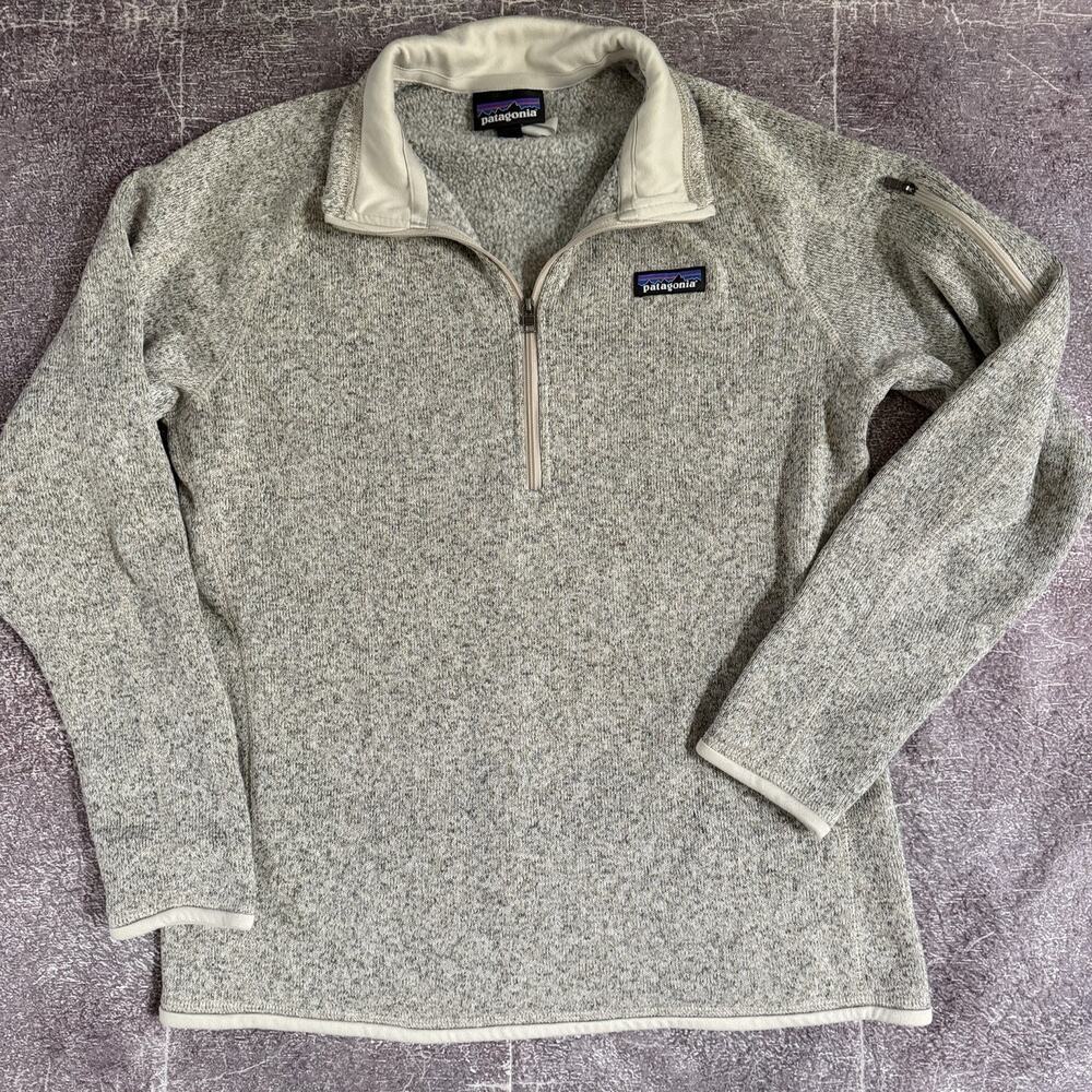 Womens Patagonia Pelican Heather Beige 1/4 Zip Better Sweater Fleece Jacket Sz L